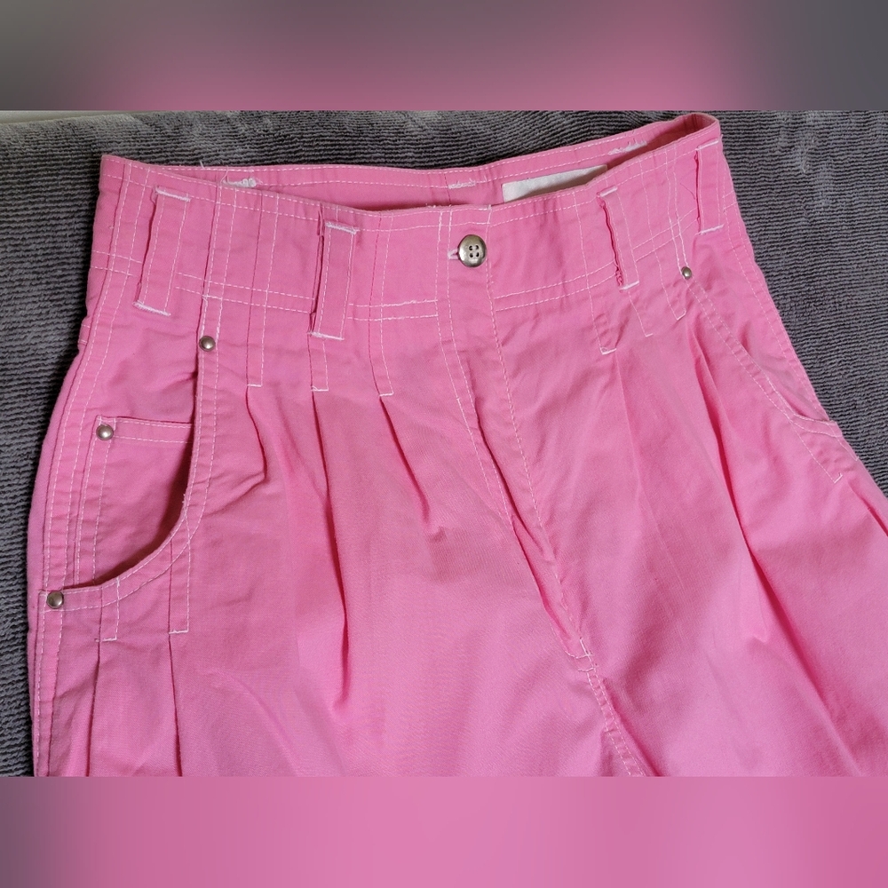 80s Women's Sz 8 (Measures Like a 4/6) Pink Pleated 100% Cotton High Waist Pants